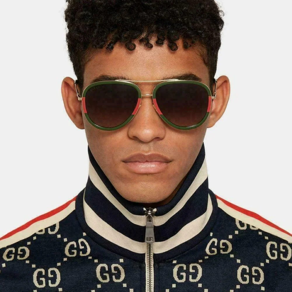 GUCCI URBAN GG0062S 003 BRAND NEW Sunglasses Gold Gold Green Unisex